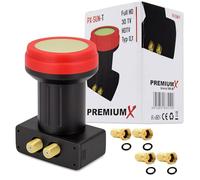 Premium X Twin LNB - 2 ingressi, estremamente resistente al calore, per 2 partecipanti, 4K Full HD, con protezione dalle intemperie per ricevitore satellitare digitale, nero, con 4 connettori F