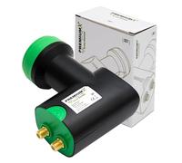 Premium X Twin LNB - 2 scomparti - per 2 partecipanti - 4 K Full HD - con protezione dalle intemperie e filtro LTE per parabola satellitare, ricevitore satellitare digitale - Green Diamond nero