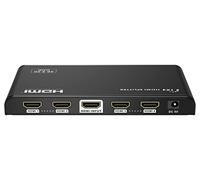 PremiumCord 4K HDMI Splitter 1-4 con Alimentatore, Custodia in Metallo, Stato LED, Risoluzione Video UHD 4K 2160p 60Hz, Full HD 1080p, 3D, HDCP, Nero