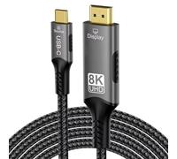 PremiumCord 8K Cavo USB-C a HDMI 2.1, USB 3.2 Gen 2, Maschio a Maschio, Risoluzione 8K@60Hz,4K@144Hz, Full HD 1080p, HDCP2.2, Colore Nero, Lunghezza 2m
