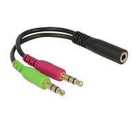 PremiumCord Adattatore 4 pin da 3,5 mm femmina a 2 connettori stereo da 3,5 mm, colore nero, lunghezza 30 cm