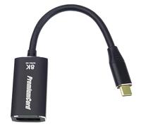 PremiumCord Adattatore 8K USB-C a DisplayPort 1.4 M/F, UHD 8K 3840p 60Hz, 4K 2160p 120Hz, Full HD 1080p, HDCP 2.2, USB Type-C maschio, presa DisplayPort, Alluminio, Space Grigio, 15 cm