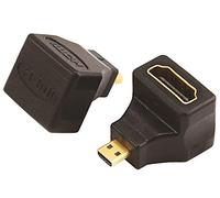 PremiumCord Adattatore da HDMI A a Micro HDMI, Femmina a Maschio a Maschio con Angolo retto di 90°, per Full HD 1080p, 3D, Colore Nero, connettori Dorati