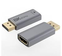 PremiumCord Adattatore HDMI 2.1 a DisplayPort 1.4, femmina a maschio, UHD 8K@60Hz, 4K@144Hz, Full HD 1080p, 3D, colore grigio spaziale, connettori placcati in oro