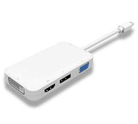 PremiumCord Adattatore Mini DisplayPort a DisplayPort + HDMI + DVI + VGA, Risoluzione 4K 2160p 60Hz, Full HD 1080p, Colore Bianco, Lunghezza 20 cm