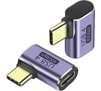 PremiumCord Adattatore USB 4, USB-C Maschio Su Femmina 90° M/F, Ultraveloce 40 Gbit/s, Connessione Type-C, Alluminio, Colore Grigio Siderale