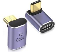 PremiumCord Adattatore USB 4, USB-C Maschio Su Femmina 90° M/F, Ultraveloce 40 Gbit/s, Connessione Type-C, Alluminio, Colore Grigio Siderale