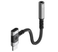 PremiumCord Adattatore USB-C a Stereojack 3,5mm e USB-C con Chip DAC, Adattatore Per Cuffie Aux, Compatibile con Tutti I Dispositivi Android e Ios, Argento, 10 cm