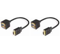 PremiumCord Adattatore VGA Maschio a 2 X VGA Femmina, Splitter per più dispositivi, Colore Nero (Confezione da 2)