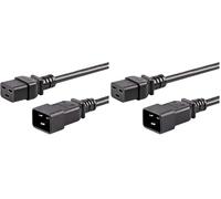PremiumCord Alimentatore 230V 1,5m, Prolunga IEC 320, Presa di Corrente, IEC 320 C19 a C20, Cavo di Alimentazione 230V 16A, Colore Nero (Confezione da 2)