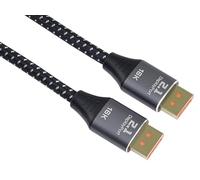 PremiumCord Cavo 16K Displayport 2.1 M/M, Spina a Spina, 80Gbps, Video 16K@60Hz, 10K@60Hz, 8K@165Hz 2160p, HDCP 2.2, Connettori Placcati Oro, Cavo Intrecciato In Tessuto, Lunghezza 1 m