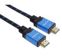 PremiumCord Cavo 4K HDMI 2.0B M/M Ad Alta velocità, 18 Gbps con Ethernet, Compatibile Video 4K@60Hz, Deep Color, 3D, Arc, HDR, Dolby TrueHD, Connettori Placcati Oro, Treccia Tessile, Nero/Blu, 1,5 m
