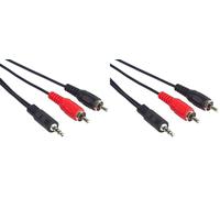PremiumCord Cavo a Y da Jack a RCA 1,5 m, Spina Jack da 3,5 mm a 2 Connettori RCA RCA, Jack a RCA, Audio Stereo, per Fotocamera Digitale, TV, Telefoni Cellulari, MP3, HiFi, Colore Nero