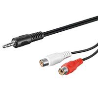 PremiumCord Cavo a Y da Jack a RCA 2m, Spina Jack da 3,5 mm a 2X Prese RCA, Audio Stereo, per Fotocamera Digitale, TV, Telefoni Cellulari, MP3, HiFi, Colore Nero