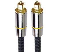 PremiumCord Cavo audio ottico Toslink 1 m, diametro esterno 7 mm, cavo digitale per impianto stereo HiFi Soundable TV, HQ audio, design metallico + nylon, colore: nero, oro