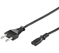 PremiumCord Cavo Di Alimentazione 230 V 2 m Con Spina Europea a Doppia Presa Europea C7 a 2 Poli, IEC 320, Dritto, Colore Nero