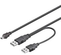 PremiumCord Cavo di Alimentazione USB 3.0 a Y, USB Tipo Mini B Maschio a 2X Tipo A Maschio, Cavo Dati Ad Alta velocità Fino a 480 Mbit/s, Colore Nero, Lunghezza 0,5m