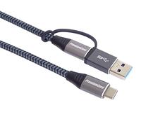 PremiumCord Cavo di Collegamento USB-C 3.2 Gen 2x2, Cavo Dati Superspeed Fino a 20 Gbit/s, Potenza 100 W, 5 A, Supporta PD 3.0 / QC 4.0, USB 3.2 Generation 2x2 Type-C + Type-A, Nero, 2m