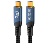 PremiumCord Cavo di Collegamento USB4™ Versione 2, Thunderbolt 4, 16K a 60 Hz, Cavo Dati Ultraspeed fino a 80 Gbps, E-Marker, USB Type-C, Ricarica Rapida fino a 240 W, Blu, Lunghezza 0,8m