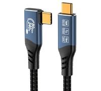 PremiumCord Cavo di Collegamento USB4™ Versione 2, Thunderbolt 4, 16K a 60 Hz, Cavo Dati Ultraspeed fino a 80 Gbps, E-Marker, USB Type-C Angolato, Ricarica Rapida fino a 240 W, Blu, Lunghezza 1,2m