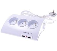 PremiumCord Cavo di prolunga 230 V, 2 m, 5 Prese, Interruttore di Rete, 2 USB