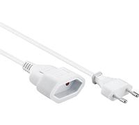 PremiumCord Cavo di prolunga 230V 2m, cavo di prolunga con spina europea e spina europea, cavo di alimentazione, spina, bianco