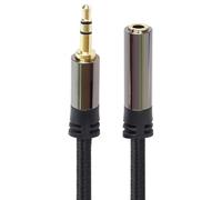 PremiumCord Cavo Di Prolunga Jack HQ da 3,5 mm, Spina Jack da 3,5 mm, Spina Stereojack Alla Presa, Cavo Prolunga Audio Per Cuffie Aux, Schermato, Connettore In Metallo, Intrecciato, M/F, 1,5 m