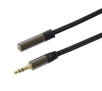 PremiumCord Cavo Di Prolunga Jack HQ da 3,5 mm, Spina Jack da 3,5 mm, Spina Stereojack Alla Presa, Cavo Prolunga Audio Per Cuffie Aux, Schermato, Connettore In Metallo, Intrecciato, M/F, 1,5 m