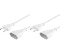 PremiumCord cavo di prolunga kpsm5w 230V 5m, prolunga Euro con spina e presa Euro, prolunga cavo di alimentazione per 230V, presa, colore bianco (Confezione da 2)
