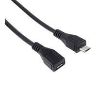 PremiumCord Cavo di Prolunga Micro USB 3m, Cavo Dati High Speed Fino a 480mbit/s, Cavo di Ricarica, Micro USB 2.0 Femmina-Maschio, 5 Pin, 2X Schermato, Colore Nero, Lunghezza 3m