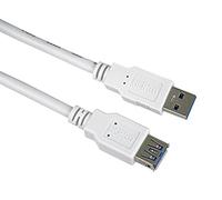PremiumCord Cavo di Prolunga USB 3.0 5m, Cavo Dati Superspeed Fino a 5 Gbit/s, Cavo di Ricarica, Presa USB 3.0 Tipo a sulla Spina, a 9 Poli, Schermato 3X, Colore Bianco, Lunghezza 5m