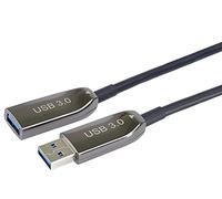 PremiumCord Cavo di Prolunga Ottico USB 3.2 50m (AOC), Cavo In Fibra Ottica USB Tipo A, Cavo Dati Superspeed Fino a 5 Gbit/s, Cavo di Ricarica, USB 3.2 Gen 1, da Femmina A Maschio, 9 Pin, Nero, 50m