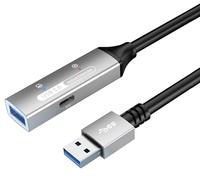 PremiumCord Cavo Prolunga USB Attivo con Ripetitore 20m, USB A Femmina a Maschio, USB 3.2 Gen 1 Super Speed 5 Gbit/s, 2x Schermato, AWG20/28, Involucro in Alluminio, Colore Nero, Lunghezza 20m