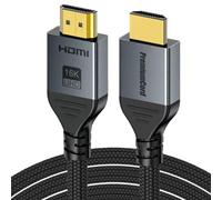 PremiumCord Cavo HDMI 2.2 16K, Maschio + Maschio, 96 Gbit/s, Lunghezza 1,5m | UHD 16K a 60Hz / 8K a 240Hz, Cavo Intrecciato in Nylon, Tripla Schermatura, Connettori Placcati in Oro, Nero + Grigio
