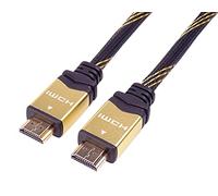 PremiumCord Cavo HDMI 4K Ad Alta velocità M/M, 10,2 Gbps con Ethernet, Compatibile Video 4K@30Hz, Full HD 1080p, Deep Color, 3D, Arc, HDR, Dolby TrueHD, Connettori Placcati Oro, Nero/Oro, 1 m