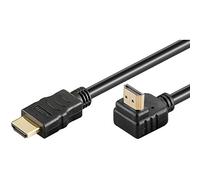 PremiumCord Cavo HDMI 4K Alta Velocità M/M, 10,2Gbps con Ethernet, Compatibile con Video 4K@30Hz, Full HD 1080P, Deep Color, 3D, ARC, HDR, Dolby TrueHD, Connettori 90° Placcati Oro, Nero, 1 m