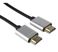 PremiumCord Cavo HDMI Slim 4K Ad Alta Velocità M/M, 10,2 Gbps con Ethernet, Compatibile con Video 4K@30Hz, Full HD 1080P, Deep Color, ARC, HDR, Dolby TrueHD, Connettori Placcati Oro, Nero/Argento, 2 m