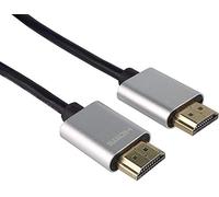 PremiumCord Cavo HDMI Slim 4K Ad Alta velocità M/M, 10,2 Gbps con Ethernet, Compatibile con Video 4K@30Hz, Full HD 1080p, Deep Color, 3D, Arc, HDR, DolbyHD, Connettori Placcati Oro, Nero/Argento, 1 m
