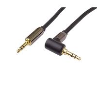 PremiumCord Cavo Jack Stereo HQ da 3,5 mm, Spina Jack da 3,5 mm, Stereojack Maschio-Maschio 90°, Cavo Di Collegamento Audio Cuffie Aux, Schermato, Connettore In Metallo, M/M, Lunghezza 5 m