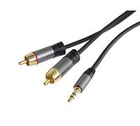 PremiumCord Cavo Jack Stereo su RCA HQ, Connettore Jack da 3,5 mm su 2 Connettori Cinch, per Fotocamere Digitali, TV, Cellulari, MP3, HiFi, Schermato, Connettore in Metallo, M/M, Lunghezza 5 m