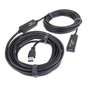PremiumCord Cavo Prolunga USB Attivo con Ripetitore 10m, USB a Femmina a A Maschio, Cavo USB 3.2 Super Speed, 2X Schermato, AWG20/28, Colore Nero, Lunghezza 10m