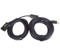PremiumCord Cavo Prolunga USB Attivo con Ripetitore 15m, USB a Femmina a A Maschio, Cavo USB 2.0 Ad Alta Velocità, 2x Schermato, AWG20/28, Colore Nero, Lunghezza 15m