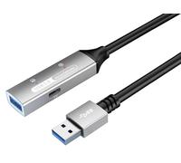 PremiumCord Cavo Prolunga USB Attivo con Ripetitore 20m, USB A Femmina a Maschio, USB 3.2 Gen 1 Super Speed 5 Gbit/s, 2x Schermato, AWG20/28, Involucro in Alluminio, Colore Nero, Lunghezza 20m