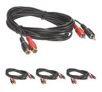 PremiumCord Cavo RCA 3m, 2X Spine RCA RCA su 2X Prese RCA RCA, Cavo di Prolunga Audio, Audio Stereo, per TV, Telefoni Cellulari, MP3, HiFi, Colore Nero (Confezione da 4)