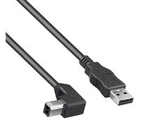 PremiumCord Cavo USB 2.0 High Speed M/M 2m, A Maschio a B Maschio Piegato a 90°, Cavo di Collegamento USB Per Scanner Ecc., Doppia Schermatura, AWG28, Colore Nero, Lunghezza 2m