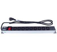 PremiumCord Distributore di Corrente per Rack da 19", 9X IEC 13, Interruttore, 1U, Nero, 2 m