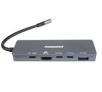 PREMIUMCORD Dock USB-C con HDMI 4K, 2x USB Type-C, Type-A e PD 100W, Risoluzione 4K 2160p 60Hz, SuperSpeed+ 3.2 Gen2 10Gbit/s, Per PC, Laptop, Tastiere, Mouse, SSD, Alloggiamento In Alluminio, 20 cm