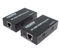PremiumCord Extender HDMI 4K Fino a 60 m Tramite Cavo Cat6/6A/7, UHD 4K 2160p 60Hz, Full HD 1080p, 18 Gbps, HDMI2.0, HDCP2.2, Custodia In Metallo, Nero