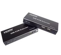 PremiumCord Extender HDMI KVM con 2 x USB Fino a 60 m con Audio Tramite Cavo Patch Cat5e/Cat6, Compatibile con Full HD 1080p 60Hz, alloggiamento in Metallo