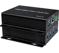 PremiumCord Extender USB 3.2 a 4 Porte su Cat5E/Cat6/Cat6A fino a 100 m, 5 Gbps, RJ45, Ethernet, Custodia In Metallo, Nero